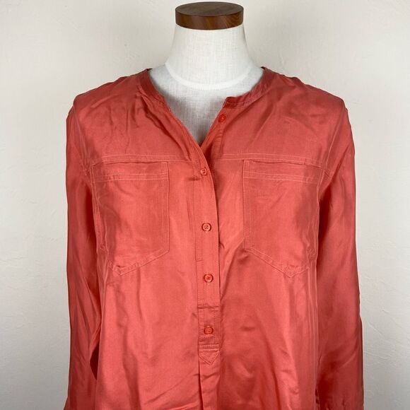 Sundance Nevaya Silk Long-Sleeve Blouse - Burnt Orange - Picture 4 of 7